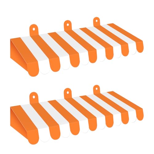 Image of 2 Piece Circus Awning Decoration 3D Carnival Tent Awning Wall Decorations for Circus Theme Party, Carnival Stand, Party Favors Supplies (Orange and White)