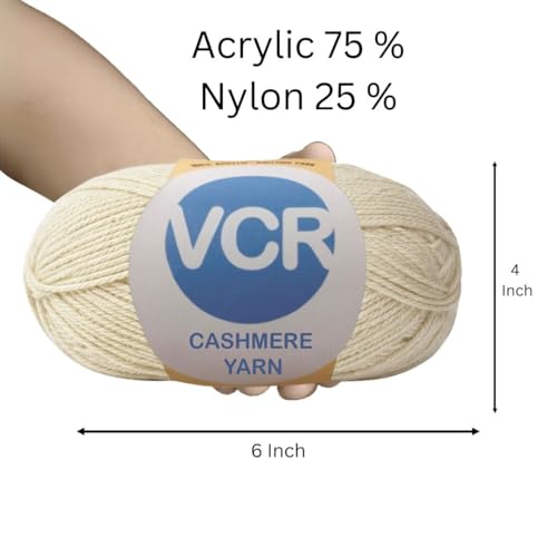 Image of VCR Clay Beige Cashmere Knitting Yarn, 100 Grams Hank, 265 Meters Length, Acrylic 75% and Nylon 25%, Soft Crosia Thread for Crochet and Knitting, Suitable for Sweaters, Pullovers and Jackets