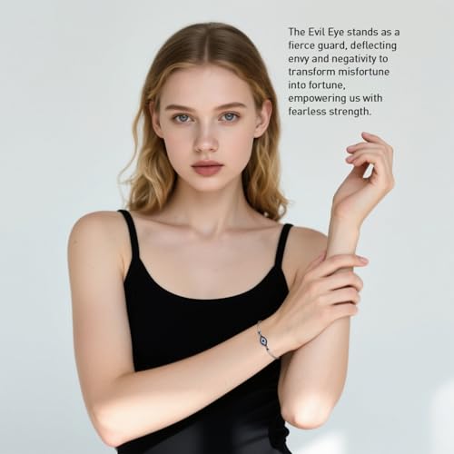 Evil Eye Bracelets Greek Blue Evil Eye Bracelet for Women Bangle 925 Sterling Silver Jewelry Protection Amulet Charm Turkish4