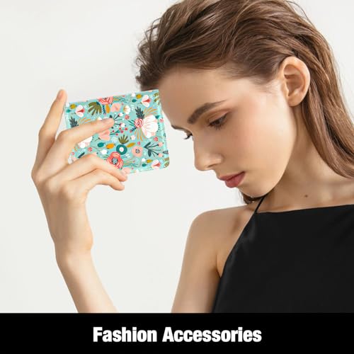 Image of Rouidr Womens Wallet, RFID Small Slim Wallet for Women, Cute Bifold Leather Pocket Credit Card Holder Ladies Mini Purse with Zipper Coin Pocket & ID Window, Green Flowers