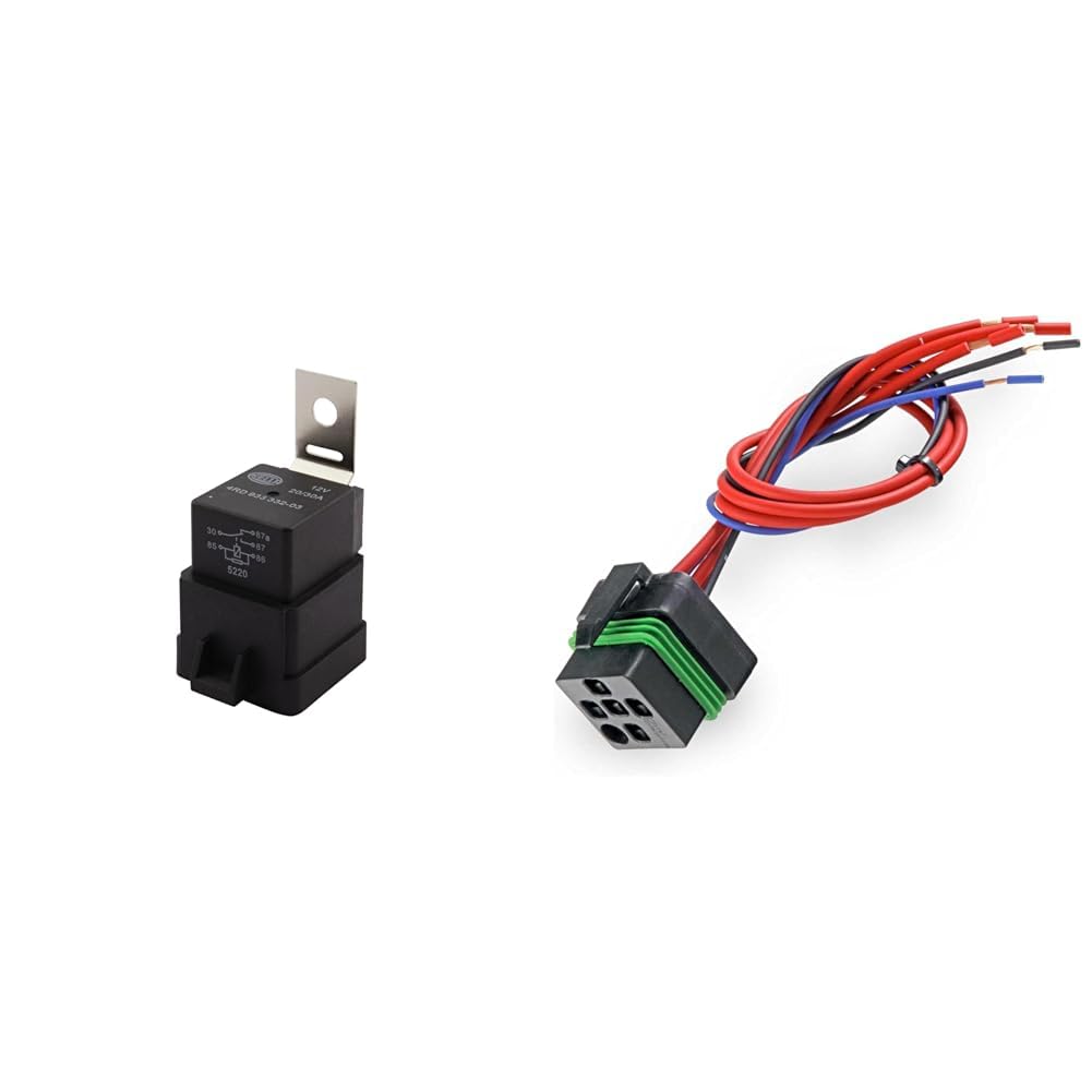 HELLA 4RD 933 332-031 Relais, Arbeitsstrom - 12V - 5-polig + 8JD 745 801-001 Stecker - 5-polig - Stecker: B1