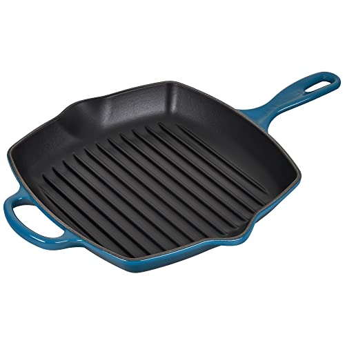LE CREUSET Skillet Gril en Fonte Émaillée, Carré, 26 cm, 2,86 kg, Deep Teal, 20183266420422
