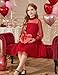 Arshiner Red Dress for Girls Christmas Long Sleeve Formal Party Holiday Tulle Dresses Size 10-12