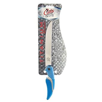 CUDA 7 Freshwater Fillet #18124 Titanium Bonded Corrosion Resistant Stainless Steel Blade Fish Knife with Flex Blade & Non-Slip Grip | Sheath Included