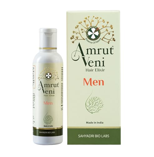 Image of Amrutveni Hair Oil for Men - Herbal Elixir with 40+ Actives, Reduces Scalp Dryness & Dandruff, Extends Hair Growth Cycle & Controls Hair Fall, Non-Sticky Formula for Lush & Beautiful Hair, 50ML