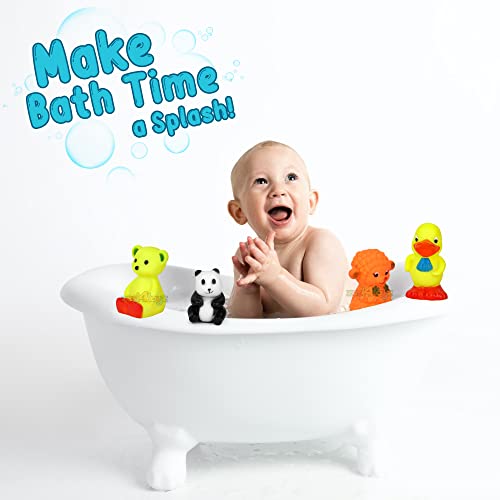 Image of Zest 4 Toyz Chu Chu Toys for Baby Bath Mix Cute Animals Squeeze Sound Toys Baby Bath Floating Water Toys for Babies Kids Non-Toxic ( 4 Pieces) Multi Color