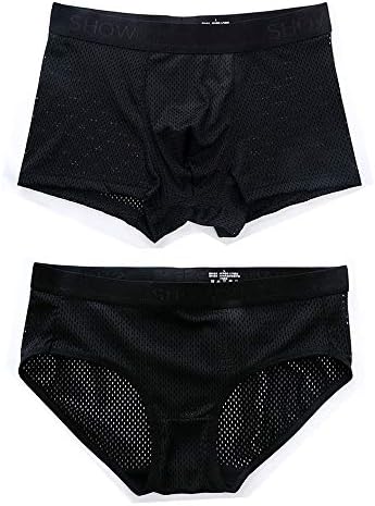 THSISSUE Couples Matching Underwear, Mesh Sexy Breathable Extra Soft Couples Briefs for Boy/Girl Friend (Mesh, Men's M/Women's M)
