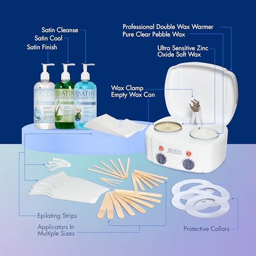 Image of Satin Smooth Double Wax Warmer Kit - Signature Series, Dual Wax Pot Heater for Hard & Soft-Wax, Hair Removal for Face & Body, Brazilian Bikini, Waxing Kit for Women & Men