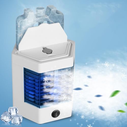 Tragbare Klimaanlage, Verdunstungsluftkühler, Wasserkühlventilator, für Büro, Arbeit, Schlafzimmer, 2 Wasserbehälter-6