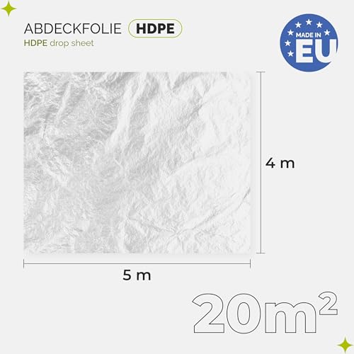 Garronda Abdeckfolie 4x5 m 12er Pack transparent HDPE Malerfolie für Renovierung Staubschutzfolie Umzug Abdeckplane Baufolie für Möbel- & Bodenschutz Folie reißfest GD-0166