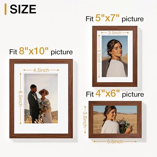 Image of Vittanly Picture Frames Set of 10, Picture Frames Collage Wall Decor with Two 8x10, Four 5x7, and Four 4x6 Photo Frames, Gallery Wall Frame Set for Wall or Tabletop Display, Walnut Brown