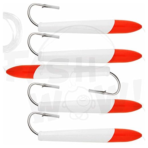 Fish WOW! 5pcs 6" Fishing Cedar Plugs Rigged Big Game Trolling Wood Lure - Red White