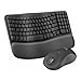 Logitech MK670 Comfort Wave Wireless Keyboard & Mouse Combo Travel Home Office Modern Bundle for PC & Laptop, Pack of 2