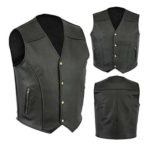 Men Fashion Casual Cool Solid Color Vest Motorcycle Fleet Punk Leather Vest Coat Vest Coats For Men Cotton (Black, Xxxl) #TOP3