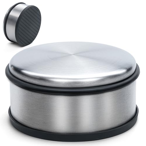 ZAVIA Door Stop | 1kg Heavy Door Stopper to Prevent Wall Damage | Stainless Steel Floor Door Stop for Skirting Board with Non-Slip Base | Metal Weighted Door Stopper for Walls & Floors (Pack of 1)