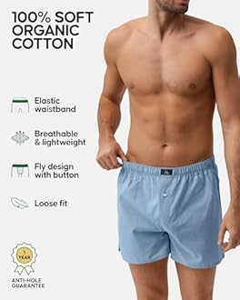 DANISH ENDURANCE Men's Organic Cotton Boxer Briefs, Tag-free Underwear, 3 & 6 Pack