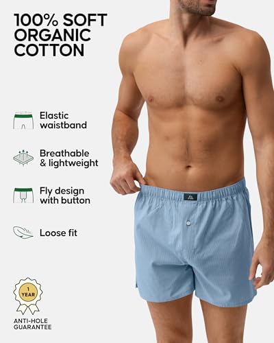 DANISH ENDURANCE Men's 100% Cotton Woven Boxers (4 & 6-Pack) – Loose Fit, Breathable & Lightweight Comfort2