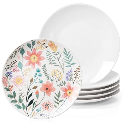 6 Pcs 8 Inch White Paintable Ceramic Plates for DIY Art Craft Painting