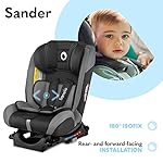 LIONELO Sander Kindersitz Auto Kindersitz Isofix in und gegen Fahrtrichtung Top Tether Autositz Gruppe 0 1 2 3 ab Geburt bis 36 kg ECE R 44 04 TÜV SÜD (Grau)