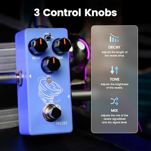 Image of SORAN JRV-01 Revscape Mini Digital Reverb Pedal for Electric Guitar, 3-in-1 Digital Reverb Effects (Room /Hall /Plate) with Freeze Function, Buffer Bypass, DC 9V,Compact Size for Electric Guitar