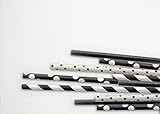 Pomp Shades of Black 100% Biodegradable Decorative Paper Straws (100 Count) | Long Lasting Premium...