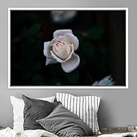 Framed Canvas Wall Art Rose Bohemian Dark Dramatic Floral Multicolor Petal Photography Portrait - 16x24 inches
