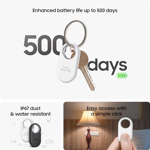 SAMSUNG Galaxy SmartTag2 Bluetooth Tracker for Keys, Wallets, Luggage, and Pets - Compatible with Android 11 and Later, Black