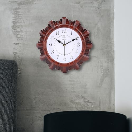 Image of Sehaz Artworks Wall Clock for Living Room Stylish | Wall Clock for Hall | Clock for Home | Wall Watch for Living Room - Brown 24x24 cm