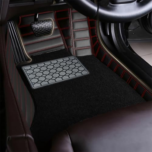 Image of Antiskid Premium 9D Car Mat Full Set for Vinfast VF 7 2026 | Luxury Leather Dual-Stitch Full Set 9D Car Floor Mat || 100% Waterproof ||Color: Black Red
