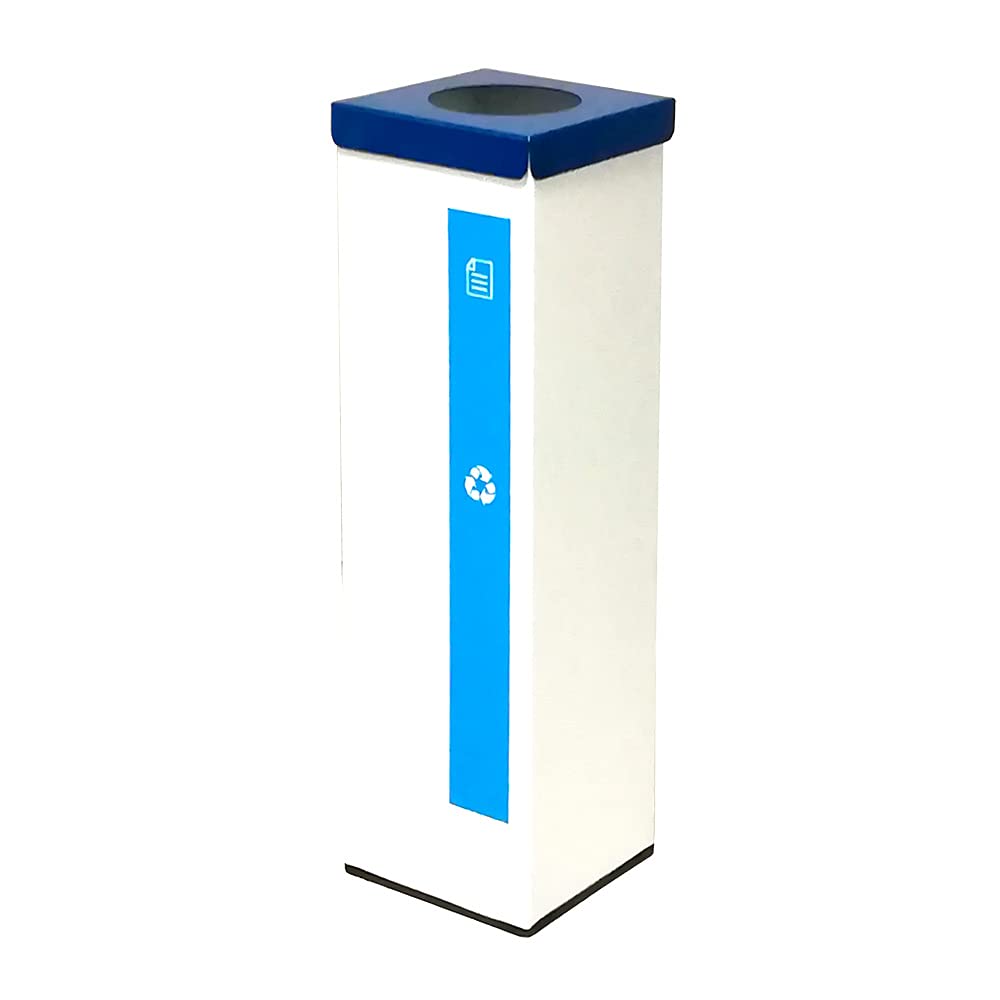 OFITURIA Papelera para Reciclaje Selectivo Metálica Capacidad 34 litros Color Blanco Contenedor Tapa Extraíble