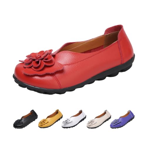 Image of MOYOWEI Women's Leather Slip On Loafers Colorful Flat Shoes