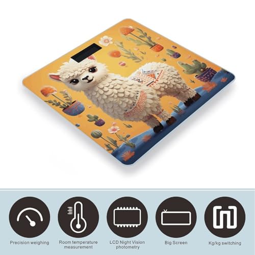 Báscula Digital de Vidrio Templado Cartoon Alpaca 400lb miniatura 3