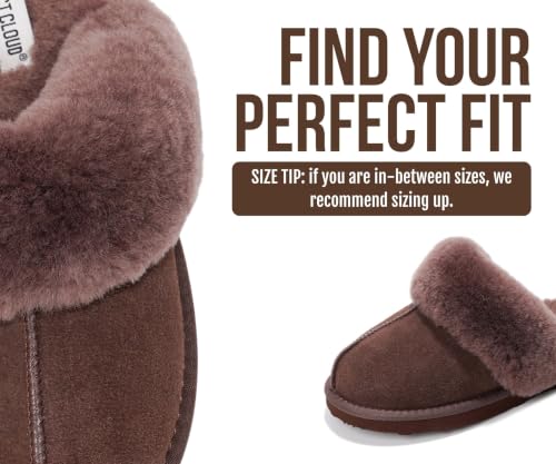 Image of Project Cloud Genuine Leather Slippers for Women with Genuine Fur Lining, Non-Slip Indoor /Outdoor Clog Mule Slippers, Memory Foam Insole