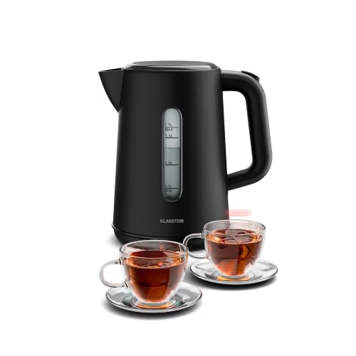 Klarstein Hervidor, Velaire 1,7 L – Hervidor eléctrico moderno de 2200 W, diseño minimalista, filtro antical, base giratoria de 360°, apagado automático