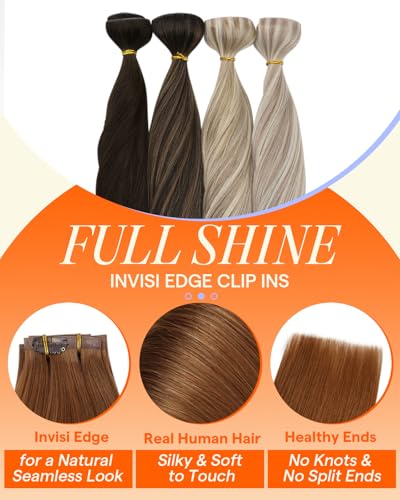 Image of Full Shine Seamless Clip in Hair Extensions, Copper, 20 Inch 130g 6Pcs