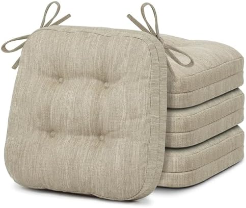 Shinnwa Dining Chair Cushions Set of 4, Dual-Layer Memory Foam Ki...