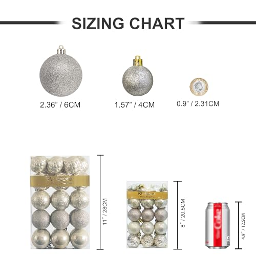KI Store Cream Christmas Balls 34pcs 1.57-Inch Small Christmas Tree Decoration Ornaments for Xmas Tree Holiday Wreath Garland Decor Ornaments Hooks Included