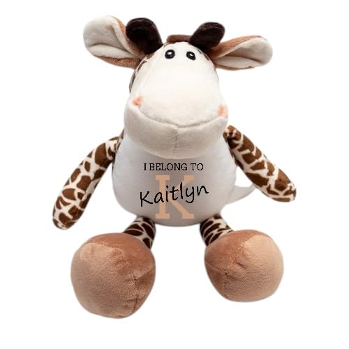Personalised Soft Toy Teddy | Cow Monkey Unicorn Tiger Giraffe Elephant Pig Fox Dinosaur Bunny (Giraffe)