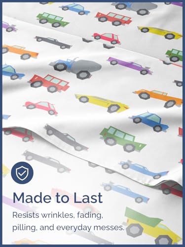 Image of CGK Unlimited Kids Full Size Cars Bed Sheets - 4 Piece Kids Cars Sheet Set | Cars Themed Bedding, Ultra-Soft, Cute & Cozy, Breathable & Machine Washable, Kids Bed Set for Boys, Girls, Teens & Toddlers
