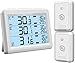 (2019 Upgraded) AMIR Refrigerator Thermometer, 2 Channels Thermometer with 2 Wireless Sensors, Backlight, Audible Alarm Temperature Gauge for Freezer, Kitchen, Home (Battery not Included)