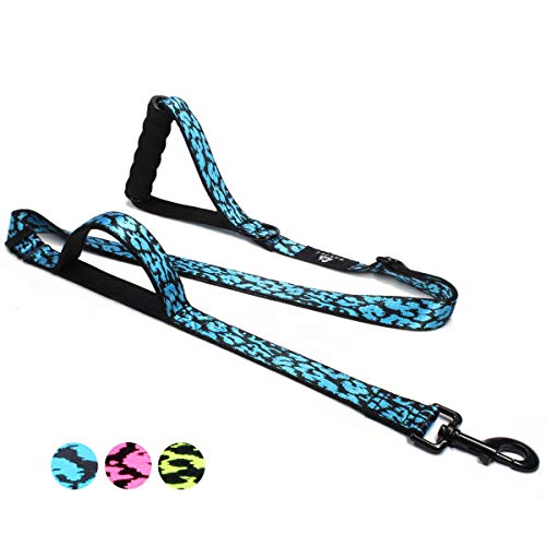 BAAPET Two Handle Dog Leash, Dual Soft Padded Handles with Traffic Control Handle Leash for Small Medium or Large Dogs (1.0'' x 6 FT, Blue Camo)