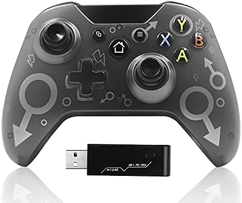 GZW-Shop Wireless Controller for Xbox One/Xbox One S/Xbox One X/Xbox Series X/PS3/PC, 2.4G Xbox Wireless Controller with Dual Vibration Black