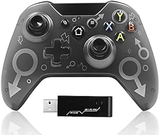 GZW-Shop Wireless Controller for Xbox One/Xbox One S/Xbox One X/Xbox Series X/PS3/PC, 2.4G Xbox Wireless Controller with Dual Vibration Black