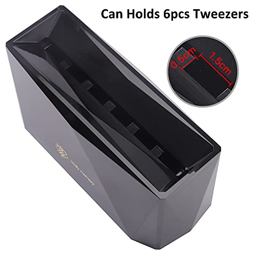 Pretty memory Tweezer Holder 6 Holes Lash Tweezer Holder for Eyelash Extensions Tweezer Stand for Eyelashes Extension Supplies Lash Accessories Tools, Black