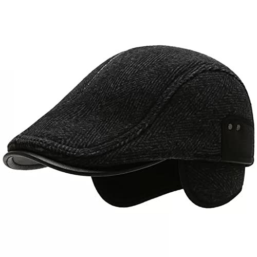 Tjlss Old Hat Men's Winter Warm Cap Winter Ear Protection And Velvet Forward Hat Beret #TOP2