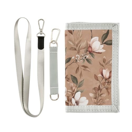 ALAZA Kids Wallets for Boys Girls Toddler Trifold Wallet Children Small Flowers Earthy with Zipper Coin Pocket