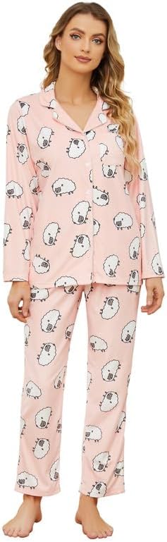 HEARTNICE Womens Pajama Sets, Soft Fleece PJS for Women Comfy Warm Sleepwear