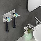 YYBO Zahnbürstenhalter Wand Zahnbürstenhalter Elektrische Zahnbürste Halterung Edelstahl SUS304 Zahnburstenhalterung für Badezimmer, Handtuchhaken Wandhaken Selbstklebend für Bad Küche Toilette