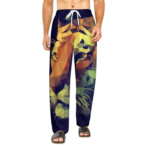 Bas de pyjama femme géométrique avec poches, pantalon de nuit taille S