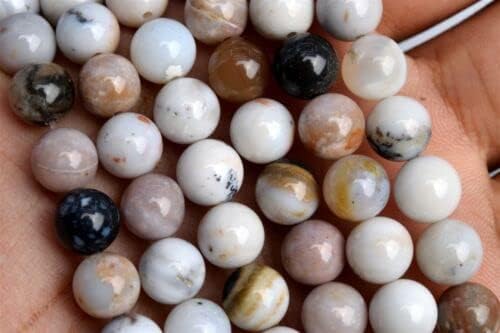 Miniatura 3 de Cuentas sueltas redondas redondas de ágata de dendrita parral natural de 0.315 in, 7.5 pulgadas
